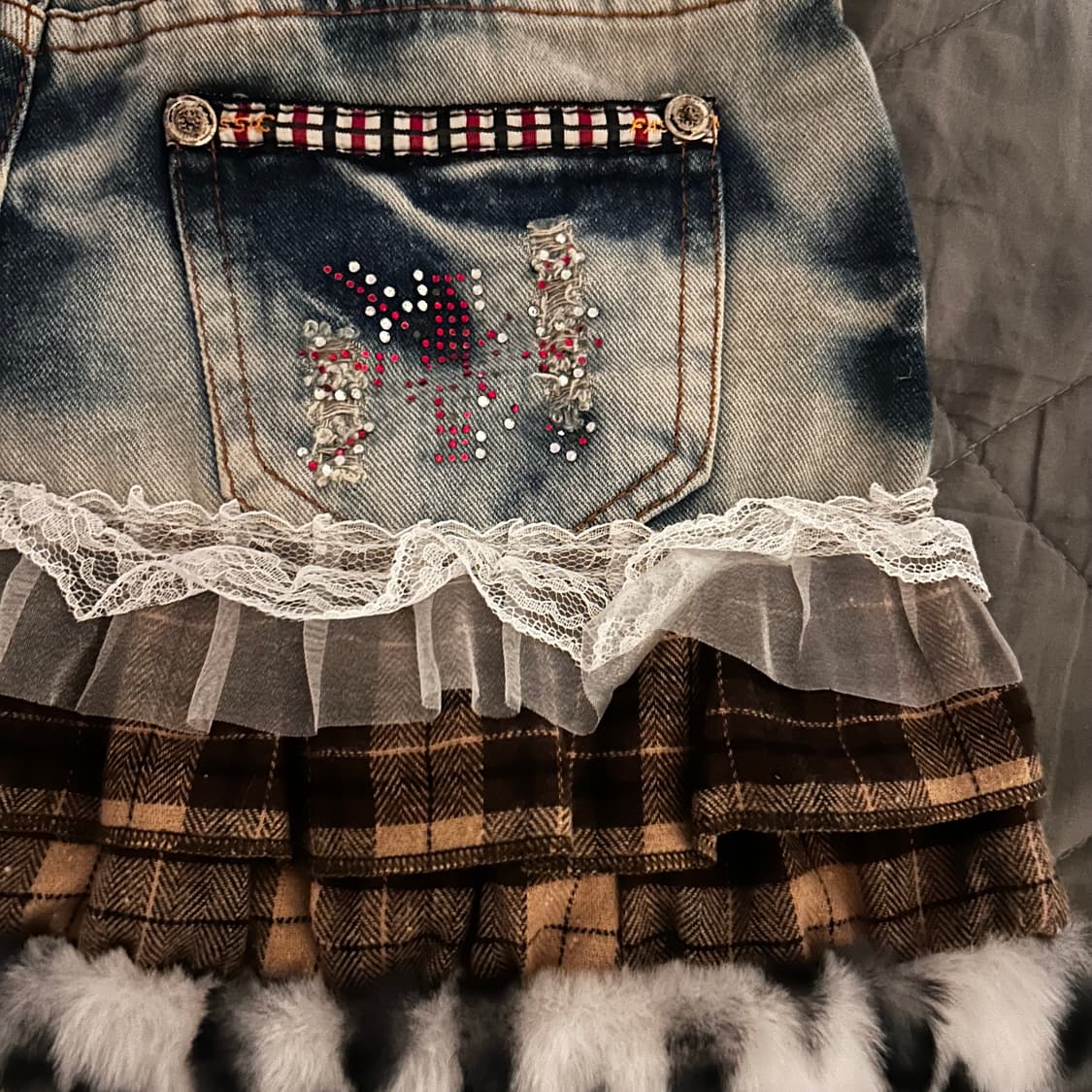 빈티지 커스텀 데님 미니스커트 상품이미지3