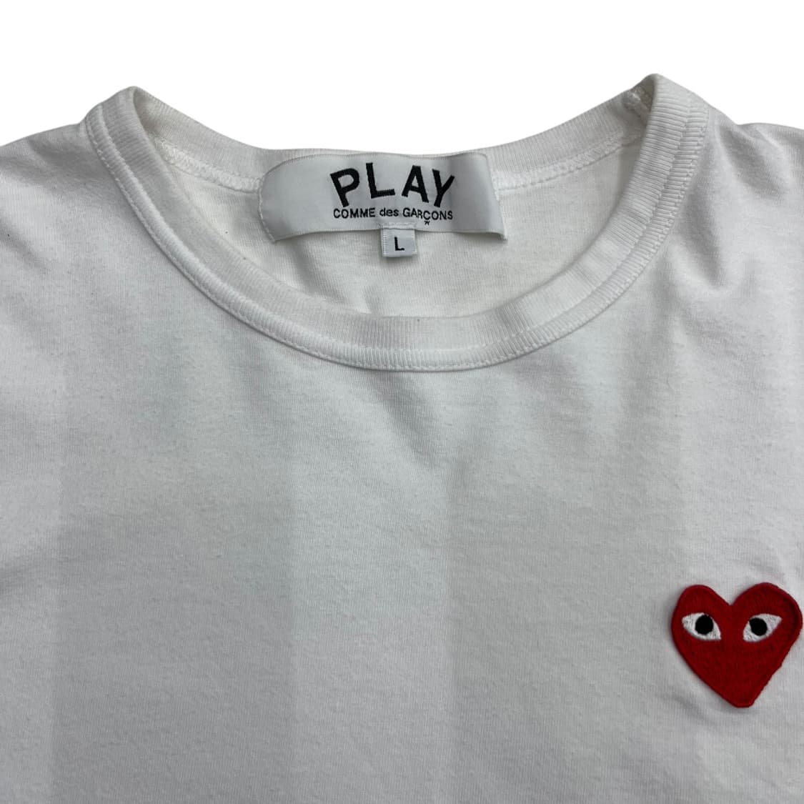 꼼데가르송 레드 하트 와펜 화이트 반팔 L 상품이미지4