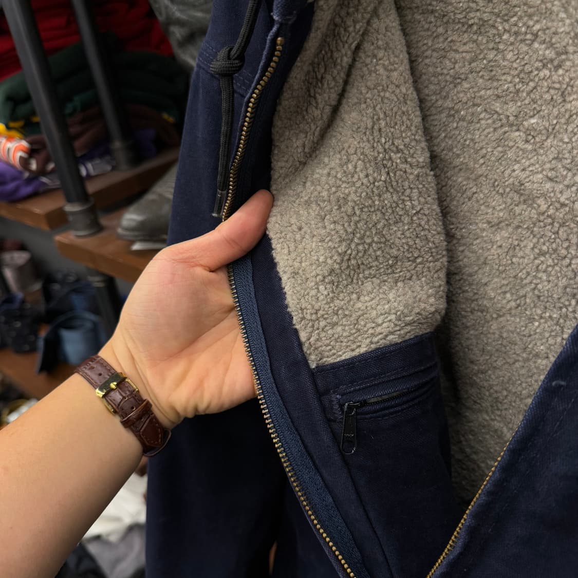 00s 칼하트 J141 쉐르파 라이닝 헤비 캔버스 워크 후드 엑티브 자켓 상품이미지7