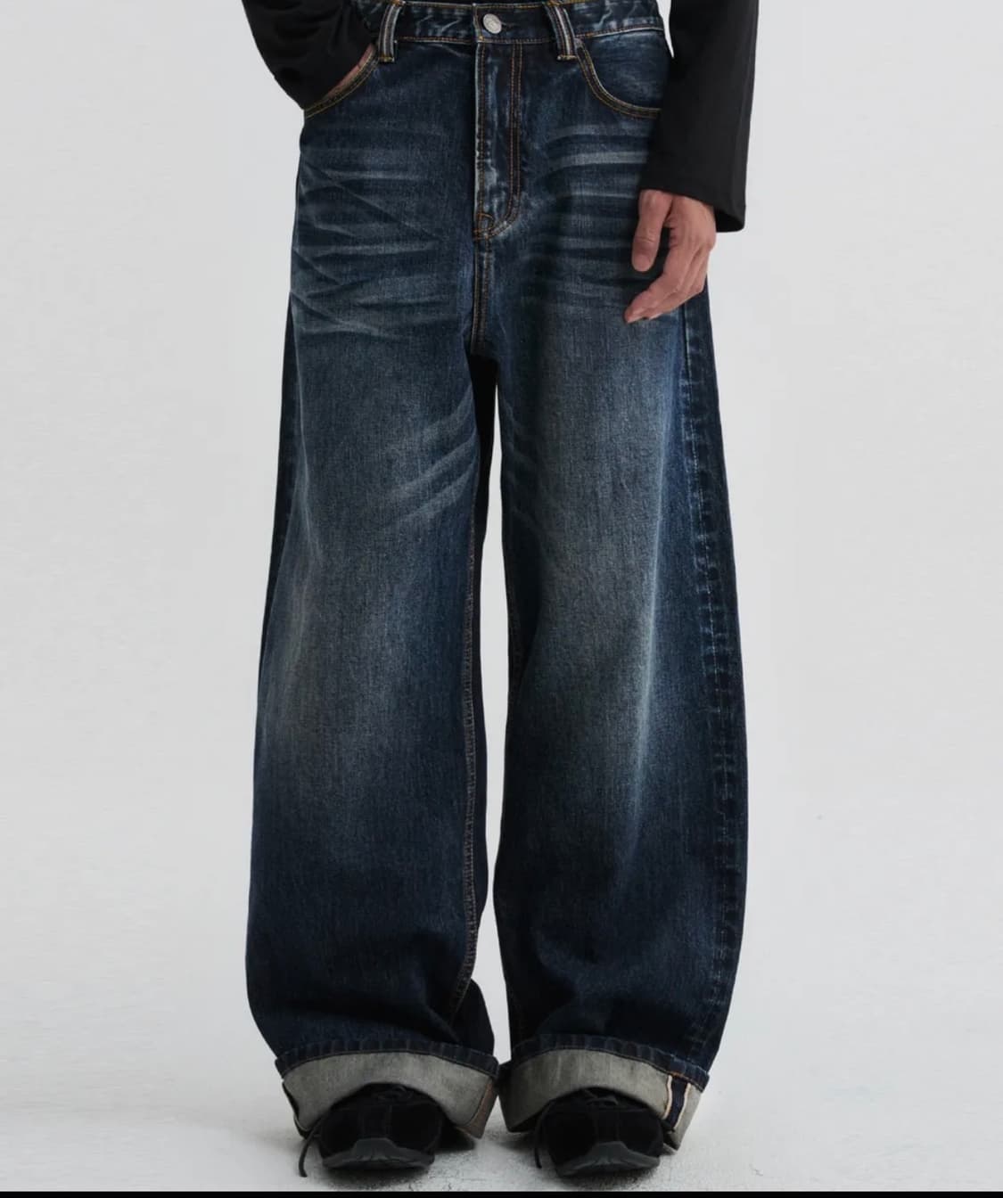 Dnsr 엑셀라 지퍼 셀비지 데님 팬츠 블루 S 상품이미지2