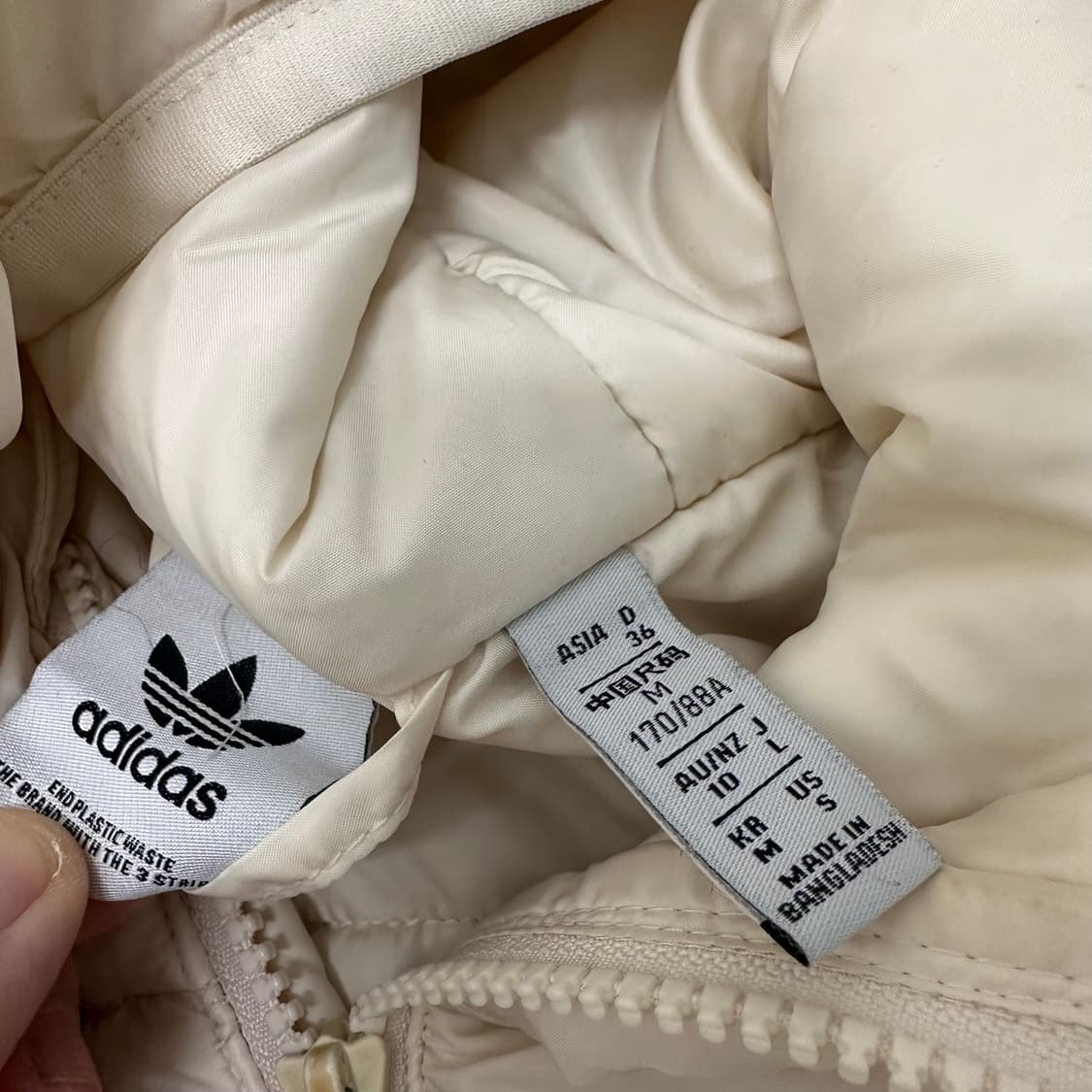 아디다스 여성 패딩 점퍼 아이보리 M 상품이미지10