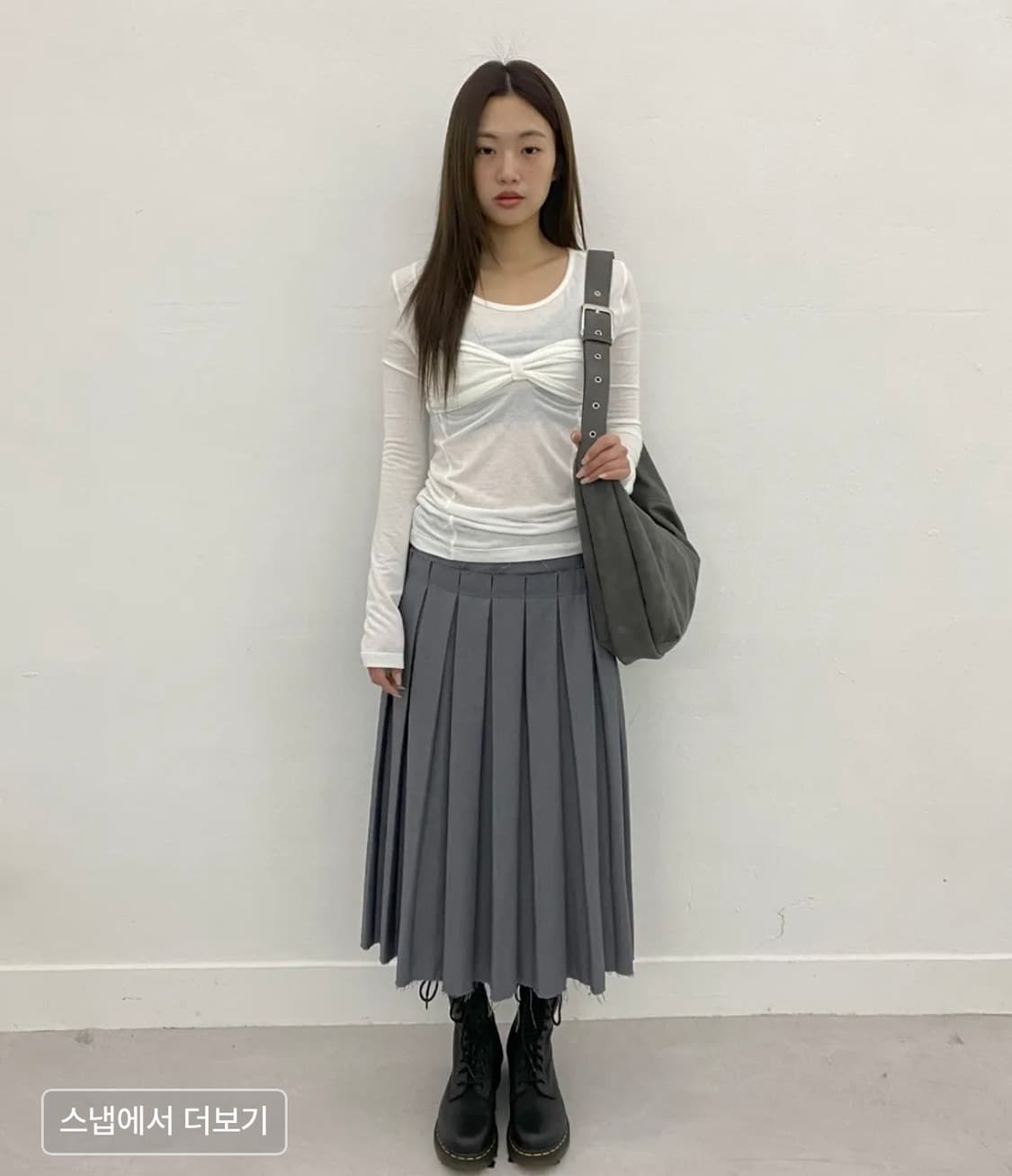 버클 플리츠 스커트 [그레이] 상품이미지1
