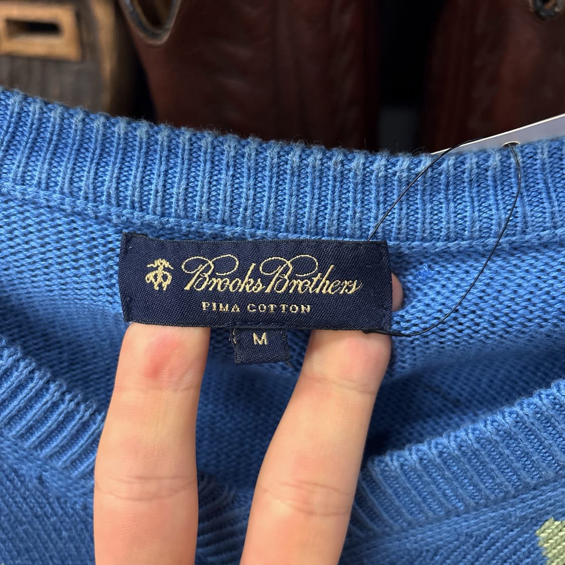 90s 브룩스브라더스 아가일패턴 브이넥 코튼니트 스웨터 N990 상품이미지7