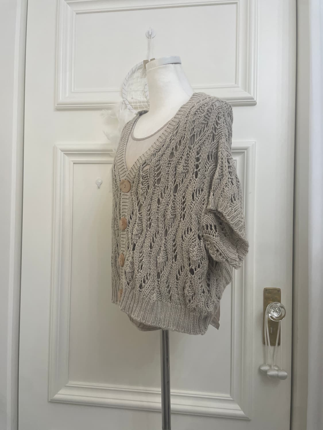 beige crochet half cardigan&basic sleeve 상품이미지2