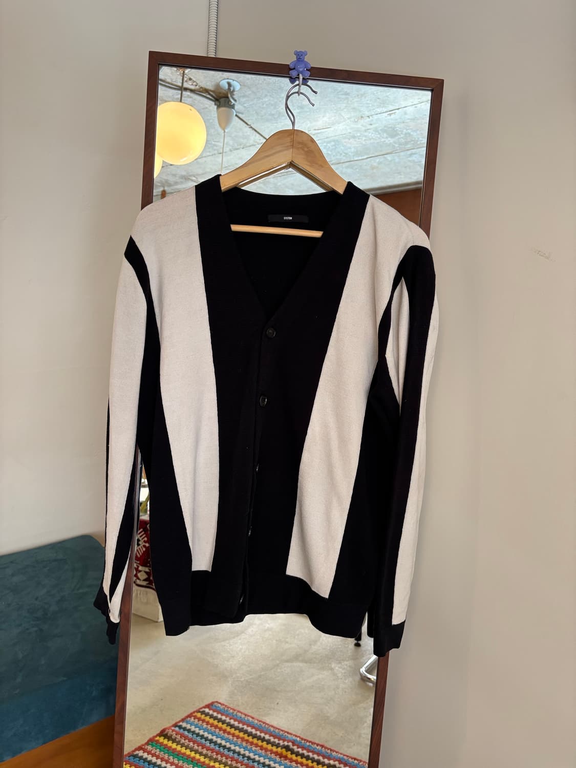 SYSTEM 블랙/화이트 스트라이프 가디건 상품이미지2