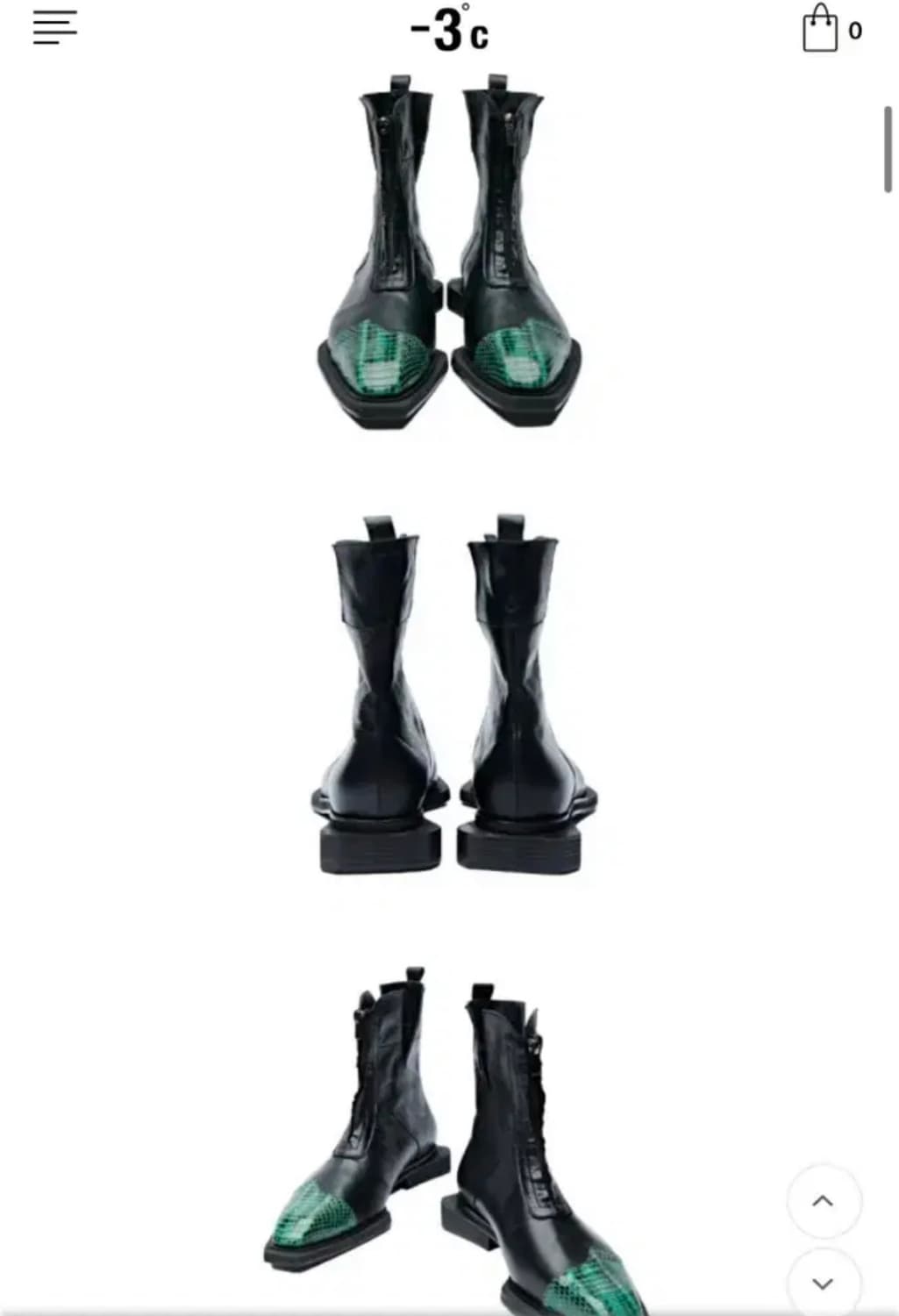 네거티브쓰리 Sharped Square Toe Zip-up Boots 상품이미지2