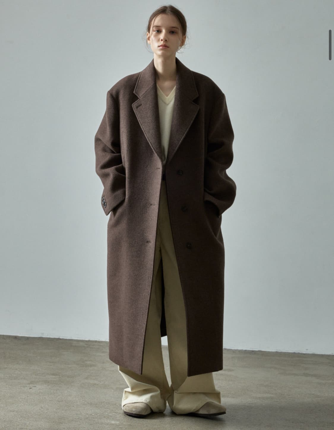 파사드패턴 캐시미어 싱글 코트_melange brown S 새상품 상품이미지1