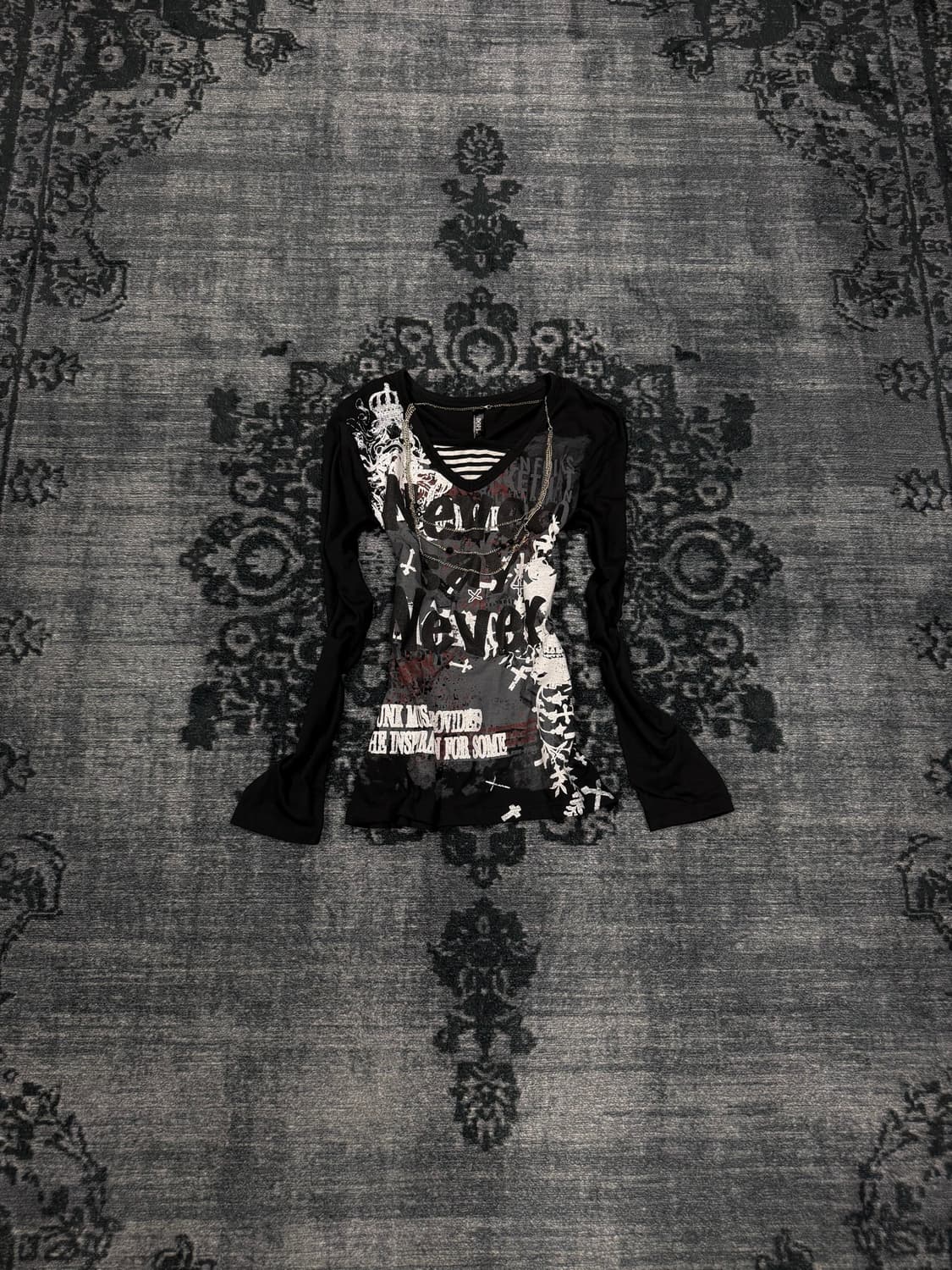 Japanese necklace layered punk cut sew 상품이미지1