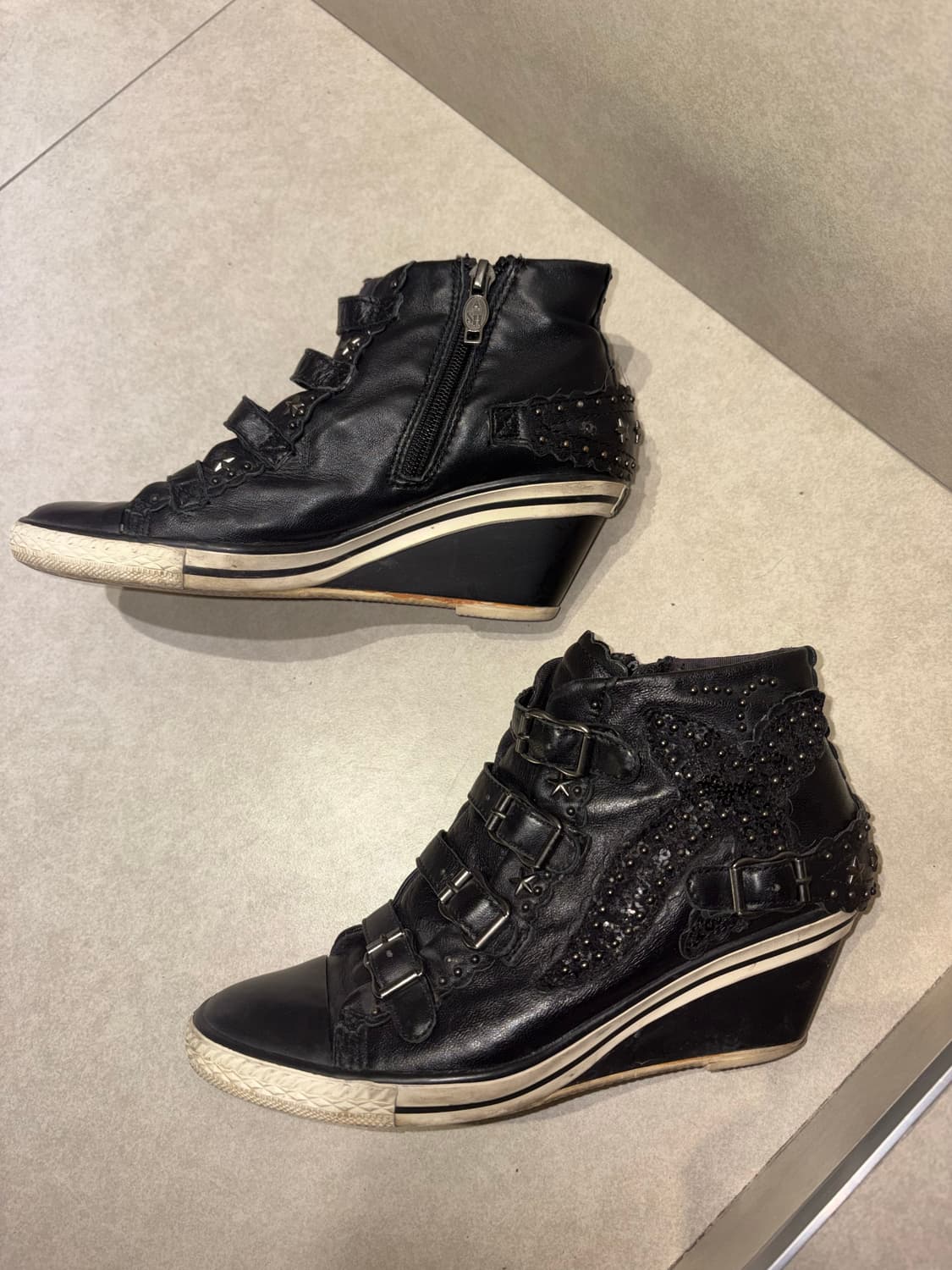 아쉬 스터드 레이스 블랙 웨지스니커즈 37 상품이미지3