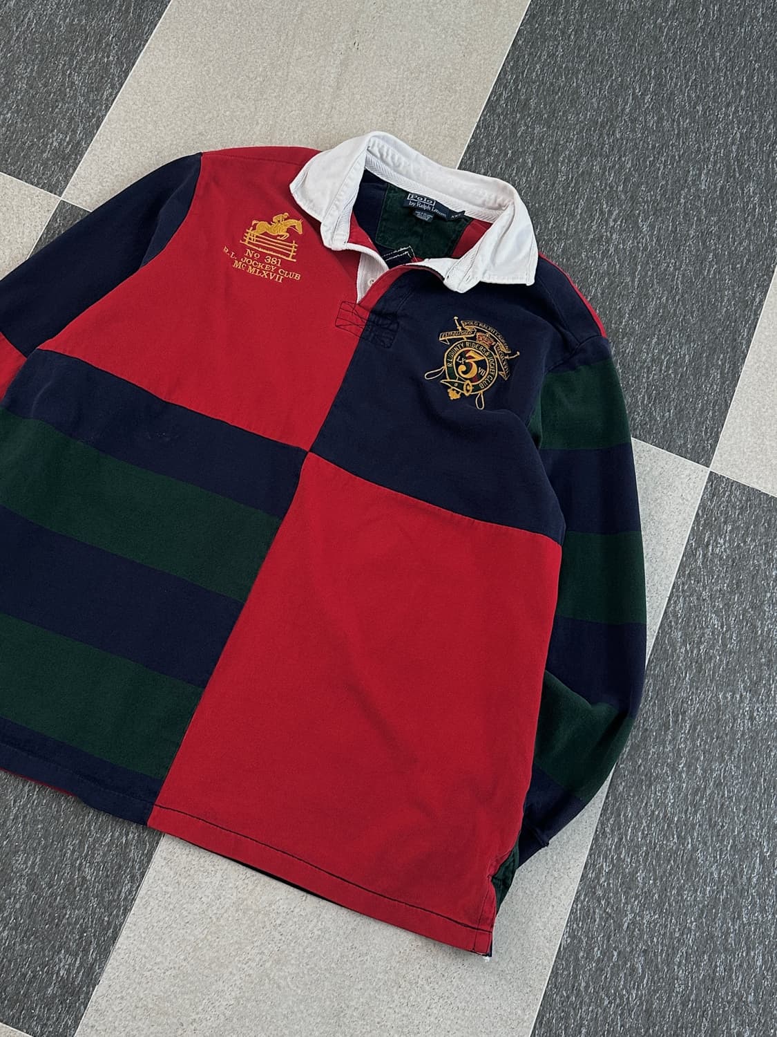 폴로 랄프로렌 빅패치 컬러블록 럭비 카라 티셔츠 상품이미지3