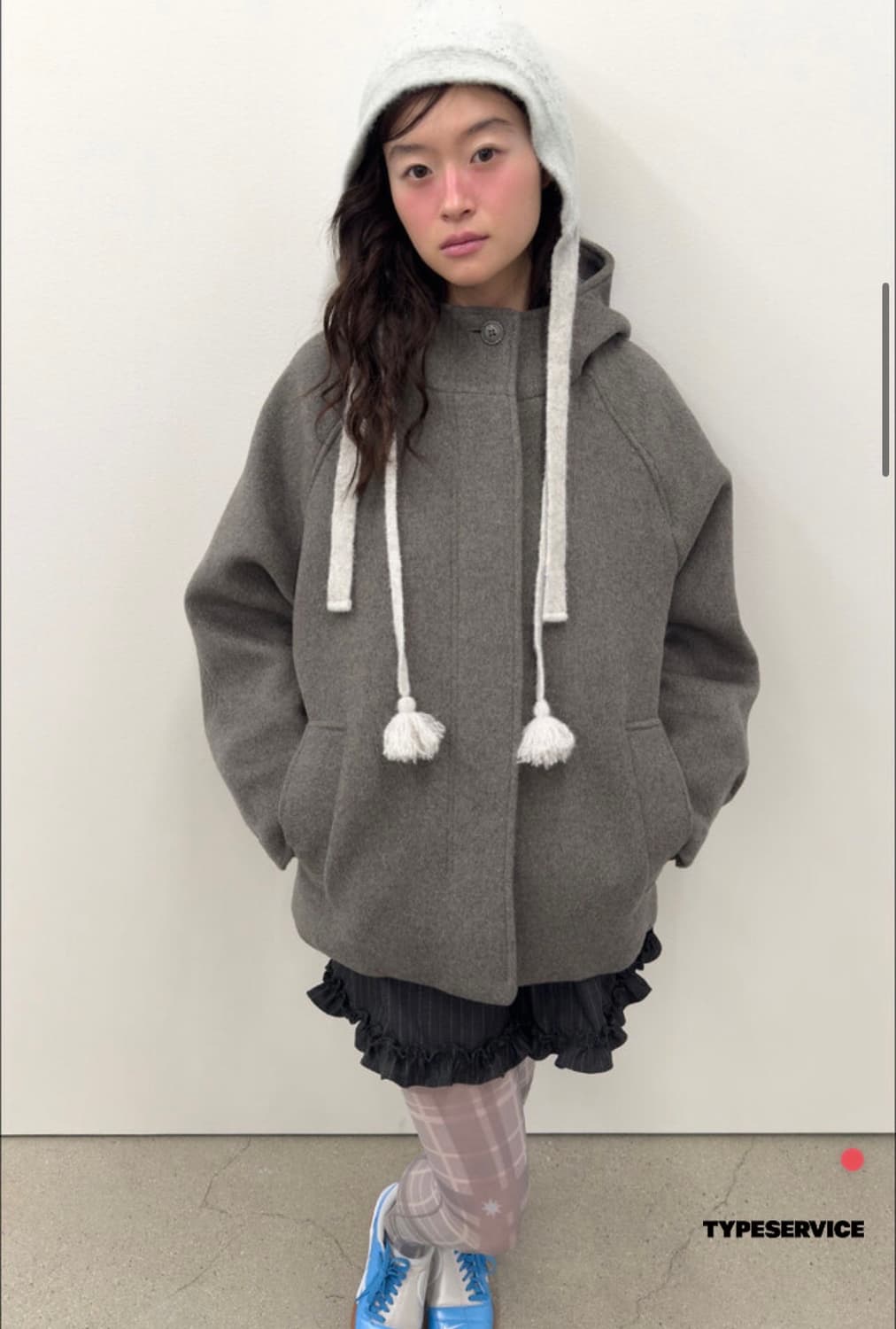 타입서비스 후디드 하프 코트 그레이 상품이미지5