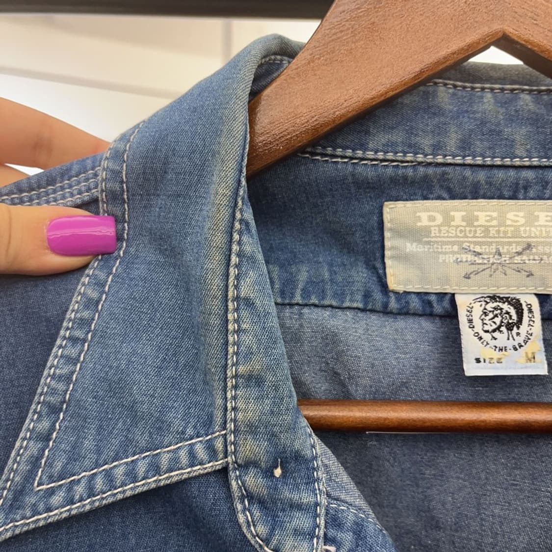 디젤 90s 올드스쿨 빈티지 트러커 데님 셔츠 M C06892 상품이미지8