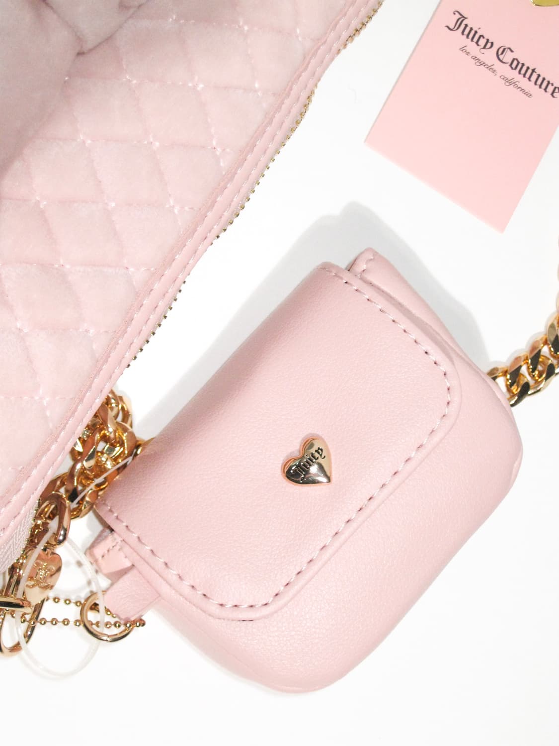 쥬시꾸뛰르 리본 벨로아 체인 숄더백 핑크 + 미니 코인월렛 챰 상품이미지4