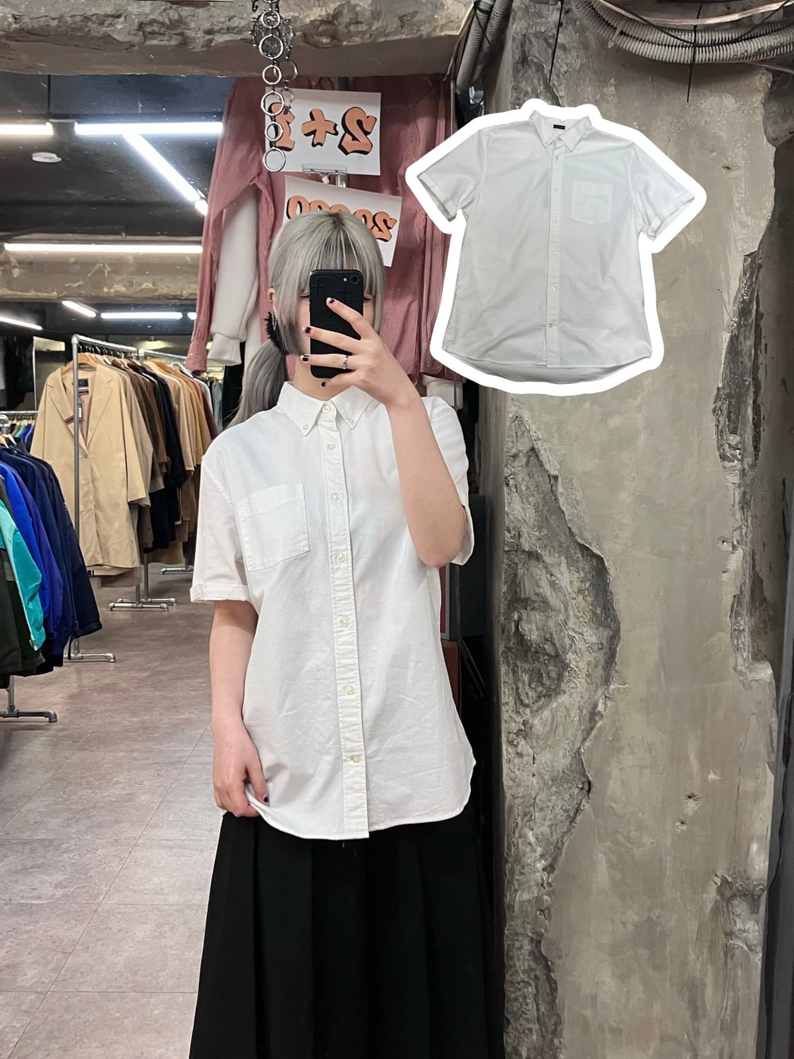 갭 코튼 카라 반팔 셔츠 화이트 M  #csz3368 상품이미지1