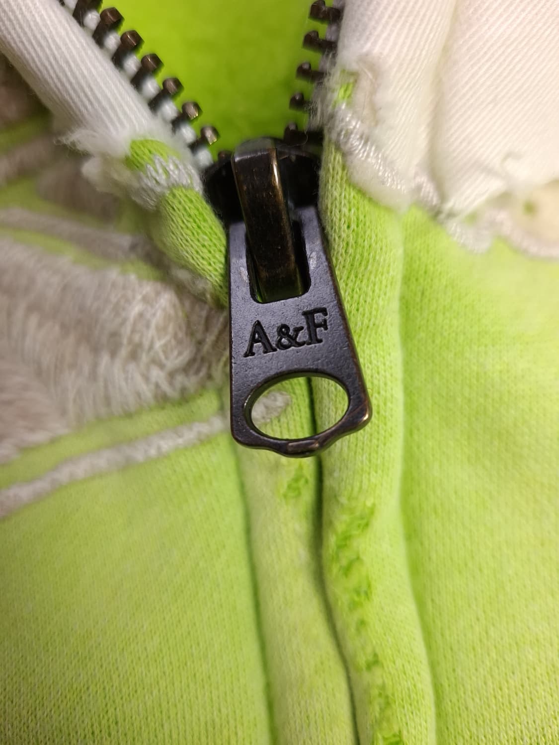 오리지날 아베크롬비 형광 그린 데미지 후드 상품이미지4