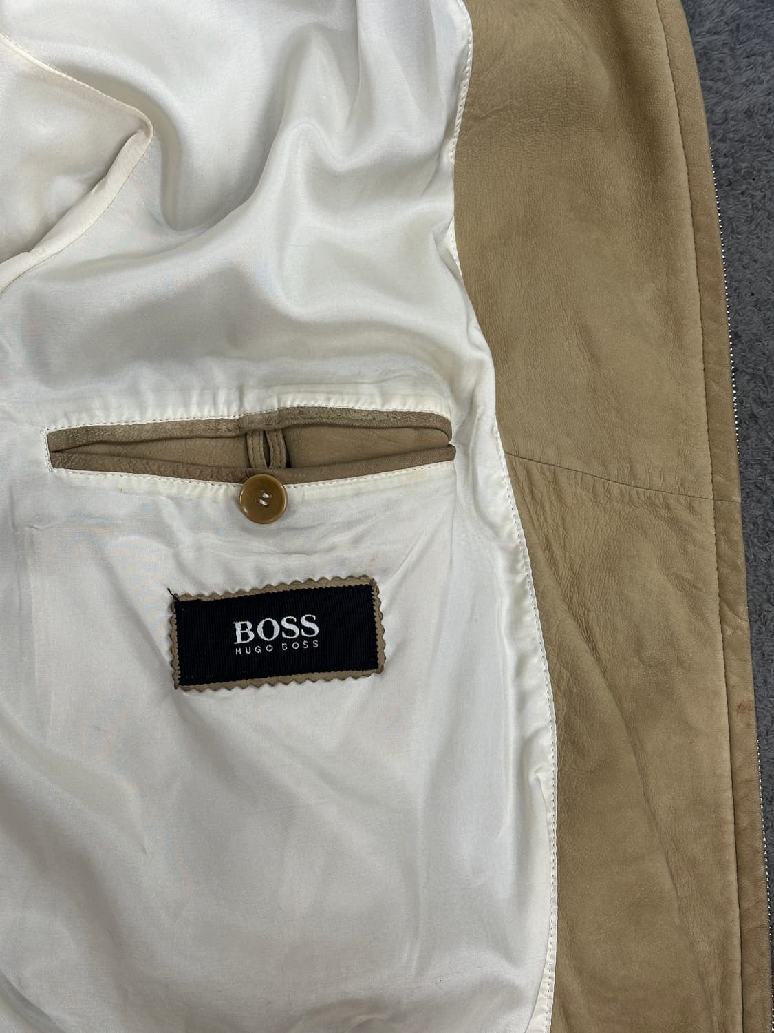 00s HUGO BOSS 스웨이드 레더 봄버 자켓 XL 상품이미지7