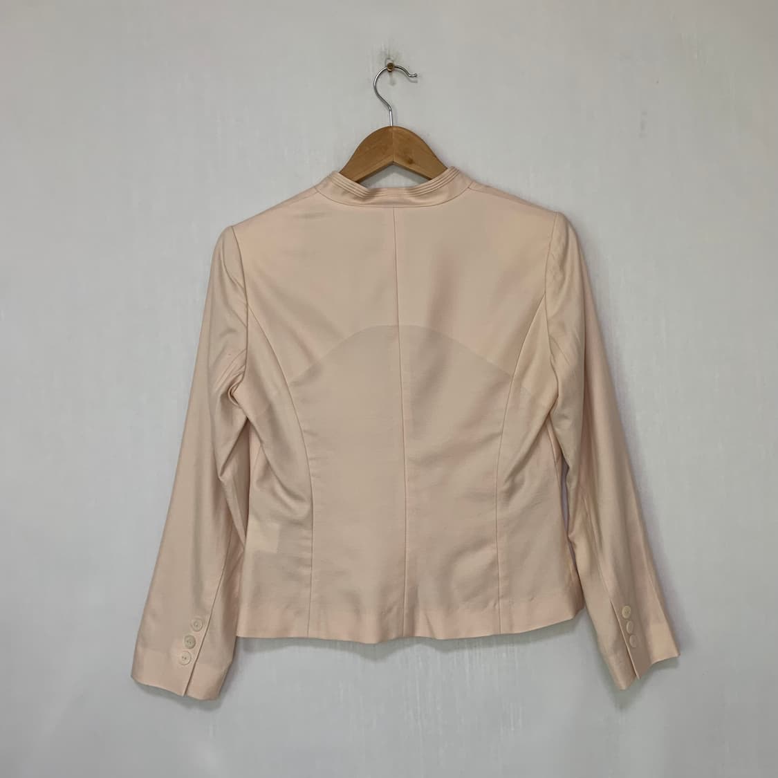 지방시 빈티지 베이비핑크 노카라 원버튼 여성 자켓 38 하객룩 상품이미지3