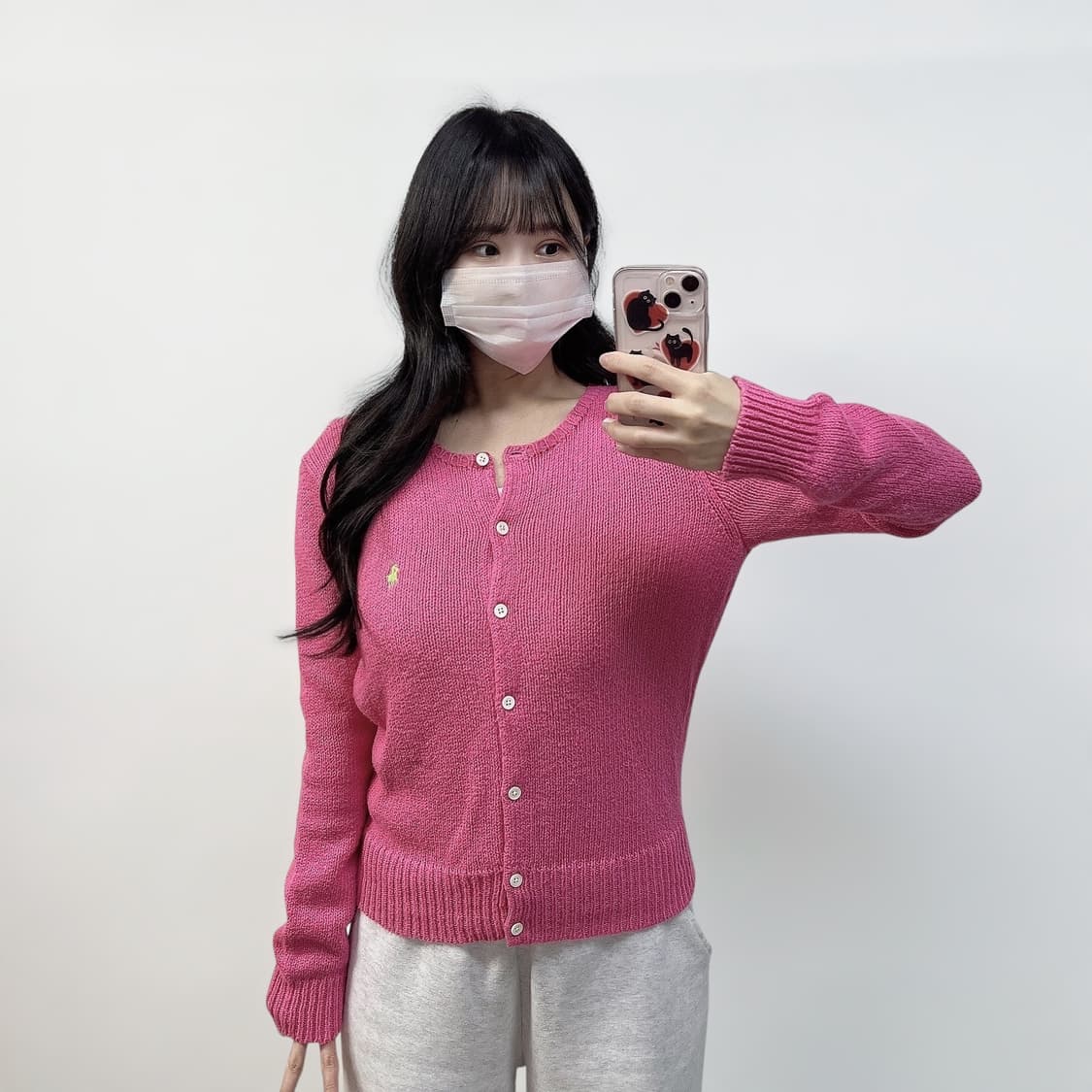 폴로 랄프로렌 포니 로고 코튼 라운드 가디건 니트 상품이미지1