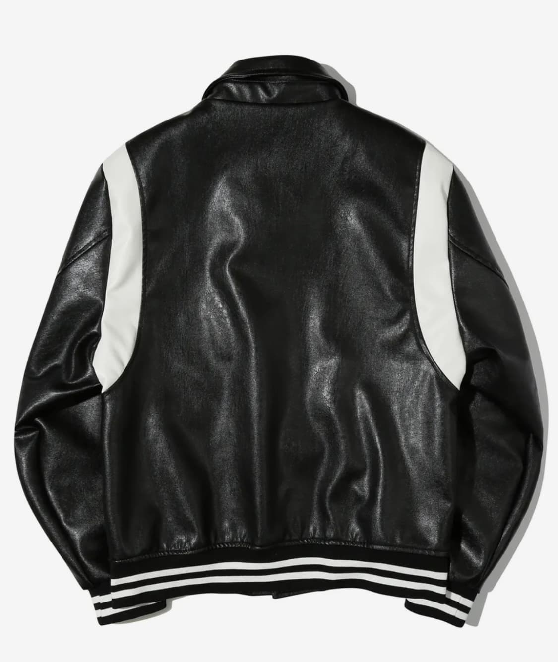 BASEDMOMENT 비건 레더 바시티 자켓 블랙 상품이미지2