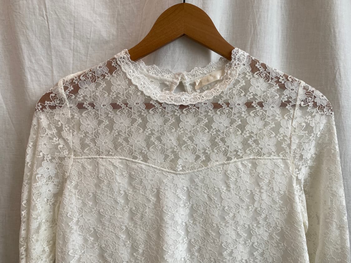 ARROW 화이트 레이스 반팔블라우스(M) 상품이미지3