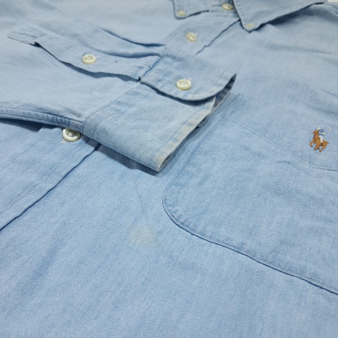 CL835 XL 폴로 90s 코튼 멀티포니 빅셔츠 샴브레이 셔츠 남방 상품이미지6
