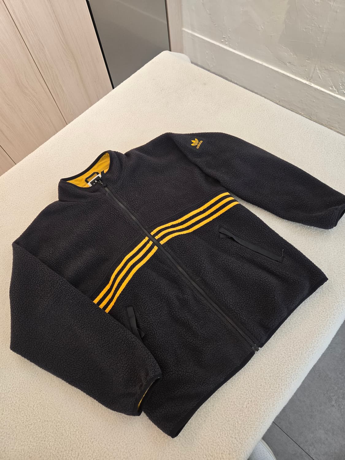 아디다스 삼선 플리스 자켓 블랙/옐로우 XL 상품이미지1