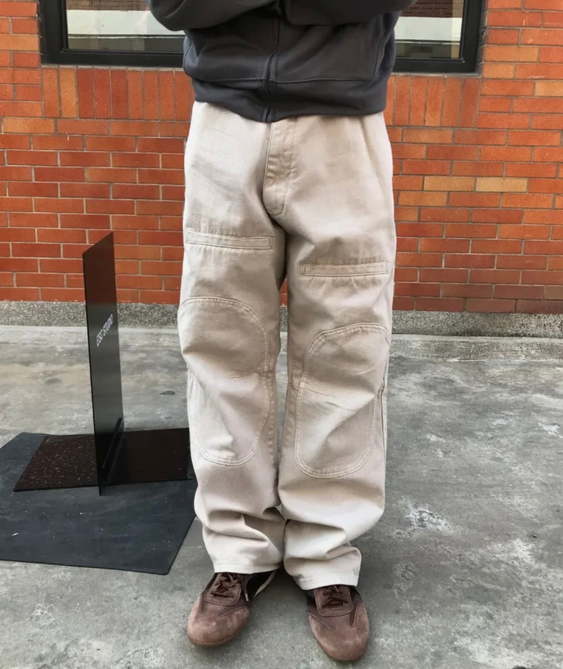 사이드 지퍼 가먼트 다잉 카고 팬츠(라이트 베이지) 상품이미지1