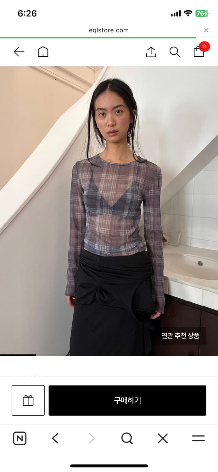 다이애그널 체크 시스루 탑 상품이미지1