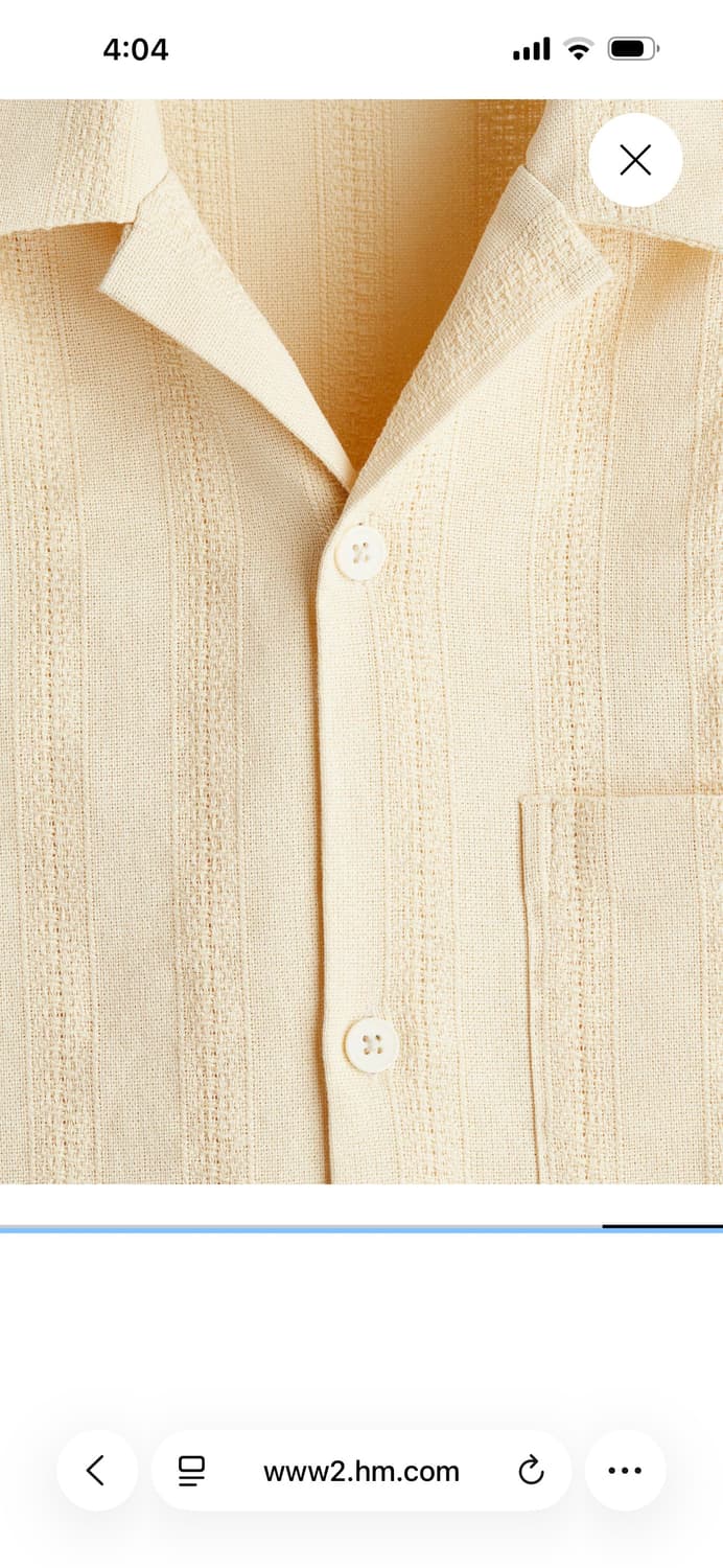 에이치엔앰 H&M 남성 텍스쳐 캠프 셔츠 레귤러핏 (105)   상품이미지5