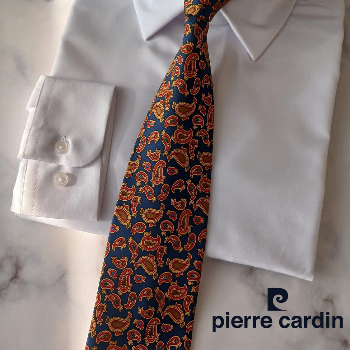 피에르가르뎅 실크 네이비 페이즐리 넥타이 9.3cm A+등급 A18991 상품이미지1