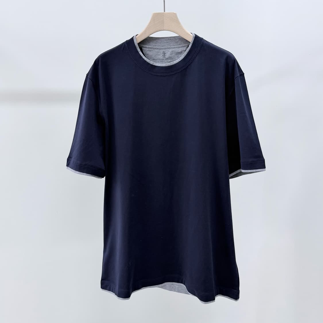 [S+급/2XL] 브루넬로 쿠치넬리 코튼 반팔 티셔츠 네이비 상품이미지1