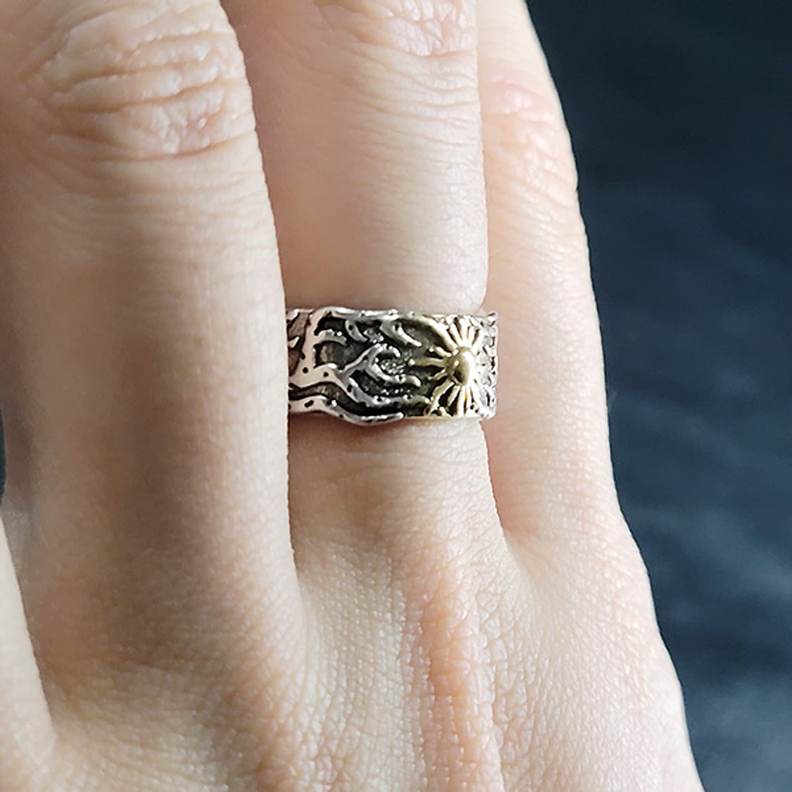 Ignael 백동 남자 엔틱 빈티지 명품 고대 양각 태양 반지 상품이미지8