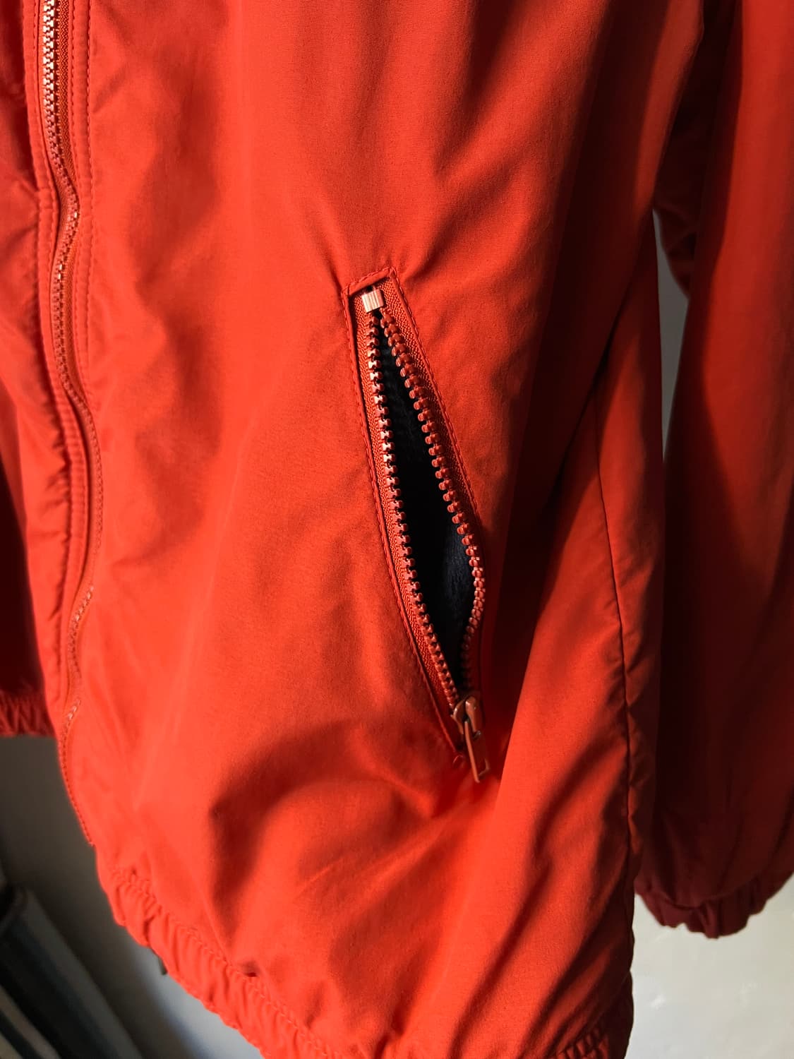 [M]90's 엘엘빈 USA 플리스 라이닝 오렌지 웜업 자켓 상품이미지4