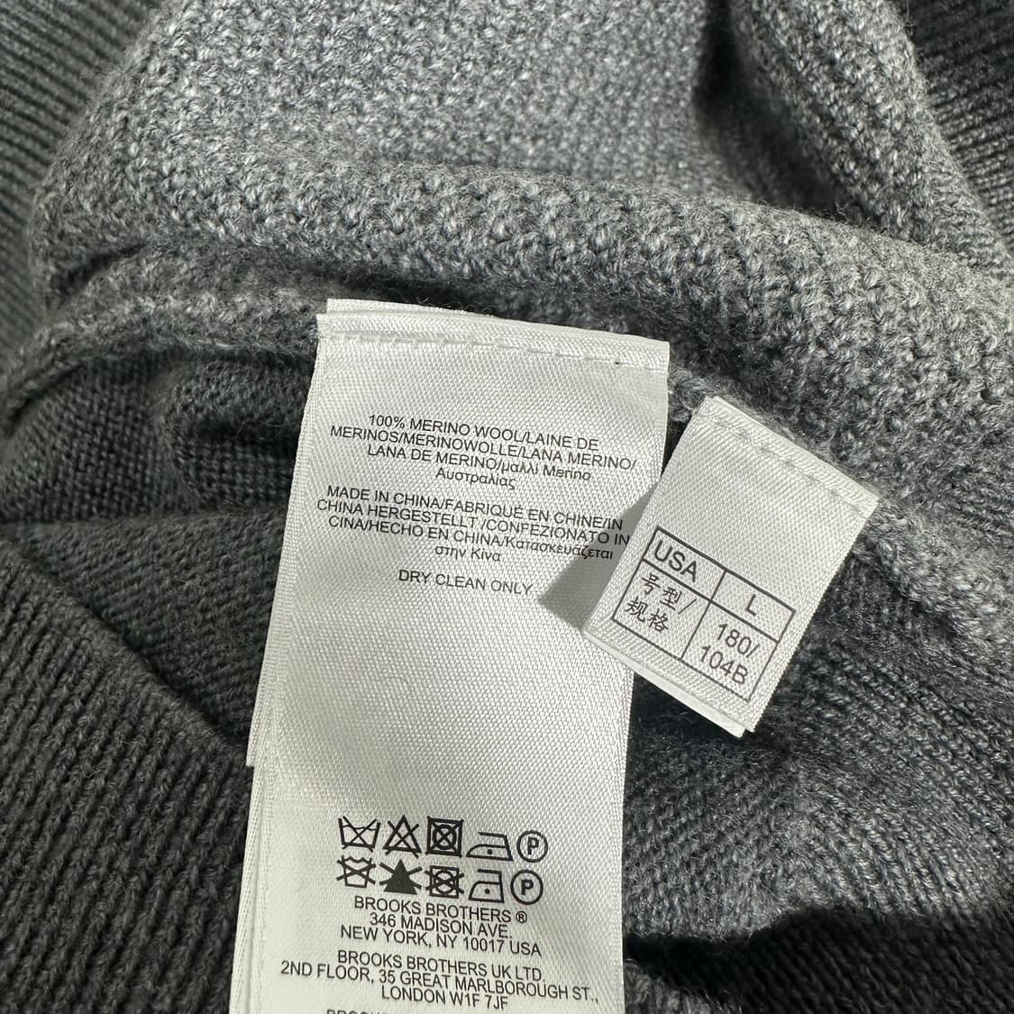 L 브룩스브라더스 그레이 메리노울 라운드 니트 상품이미지6