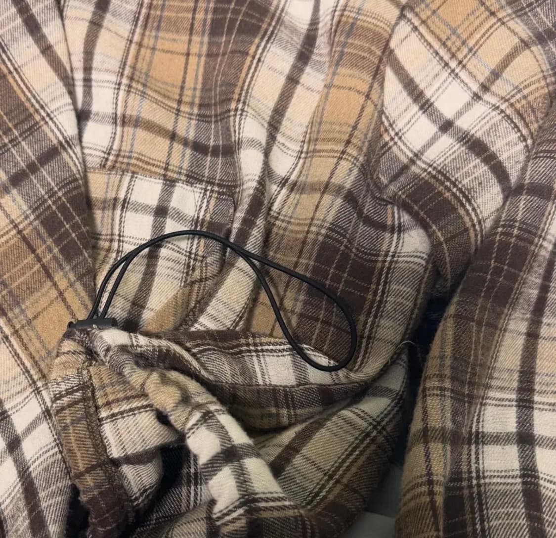 에이블리 체크 크롭 후드 스트링 티셔츠  상품이미지2