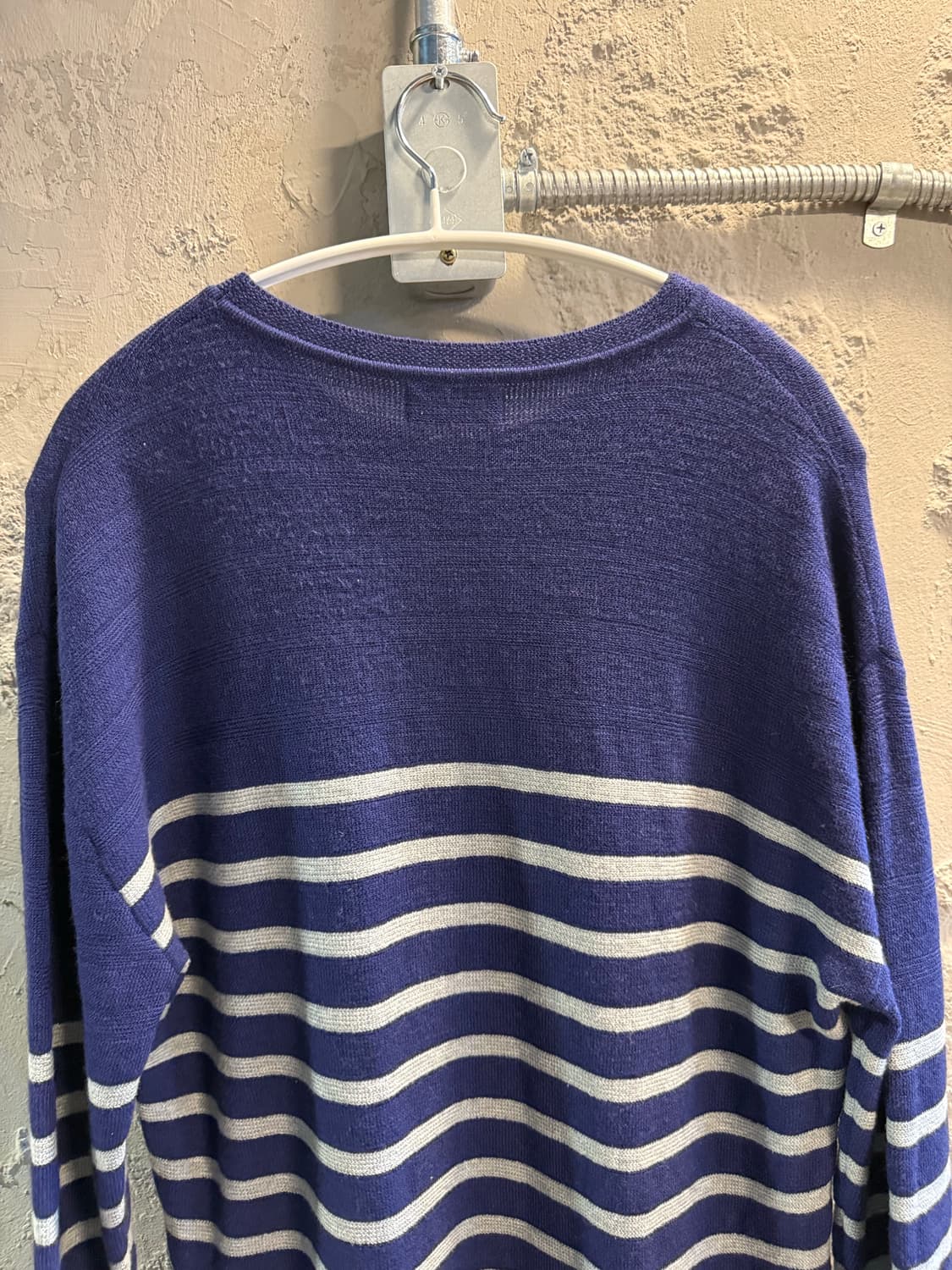 100 타임 TIME 스트라이프 울 니트 네이비 블루 상품이미지6