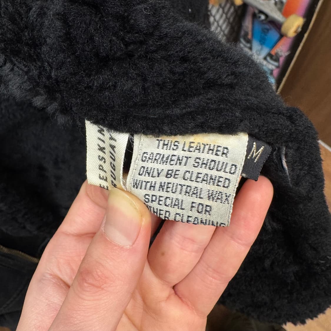 90s USA VINTAGE B-3 타입 항공 레더 스웨이드 무스탕 블랙 상품이미지6