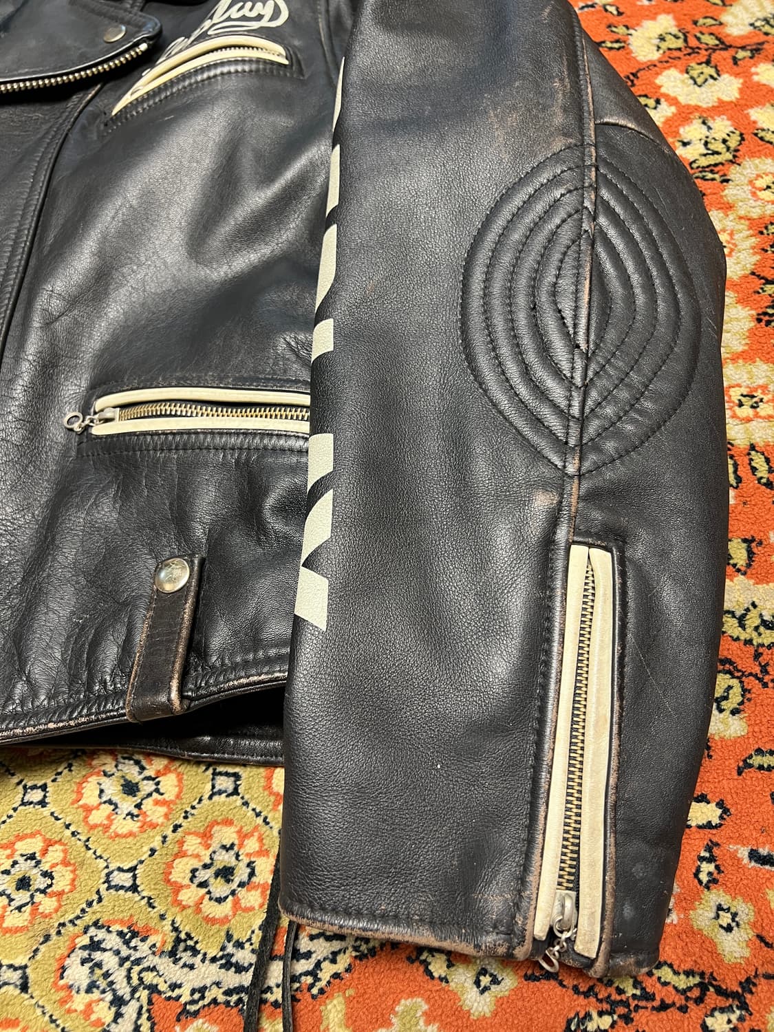 리플레이 빈티지 가죽 바이커 더블 라이더 자켓 M 상품이미지2