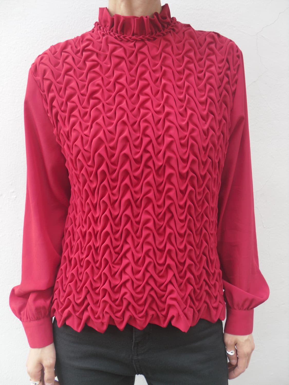 Red wrinkle blouse 상품이미지5