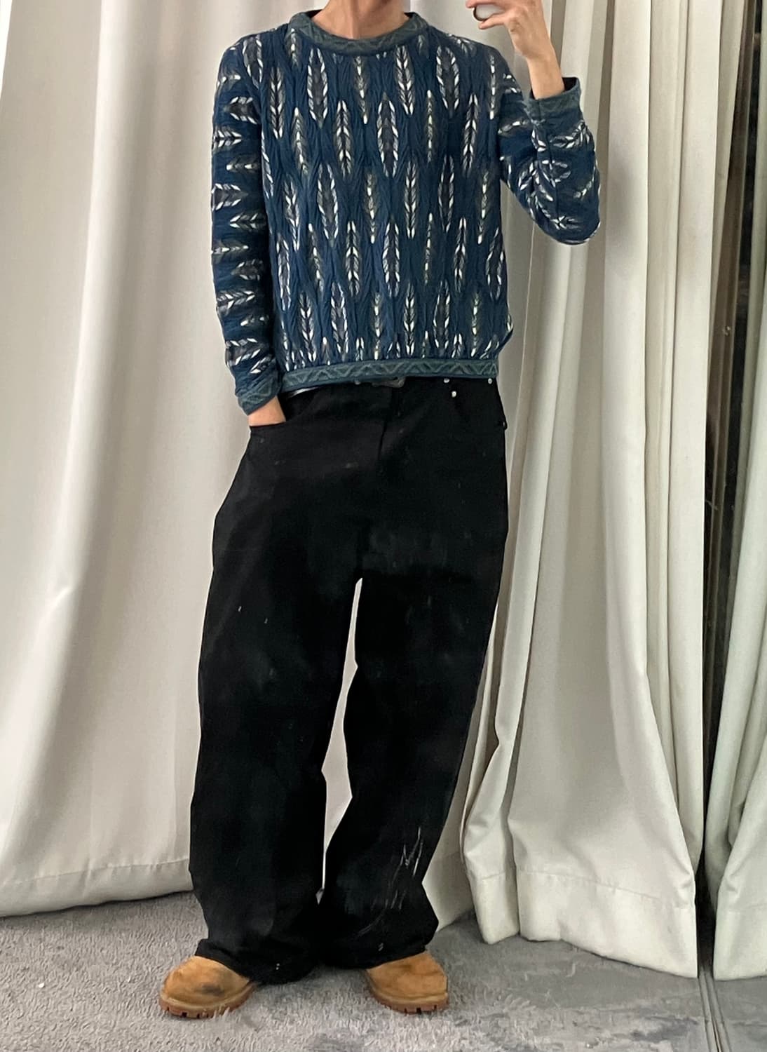 COOGI 쿠지 3D 케이블 니트 스웨터 S 상품이미지5