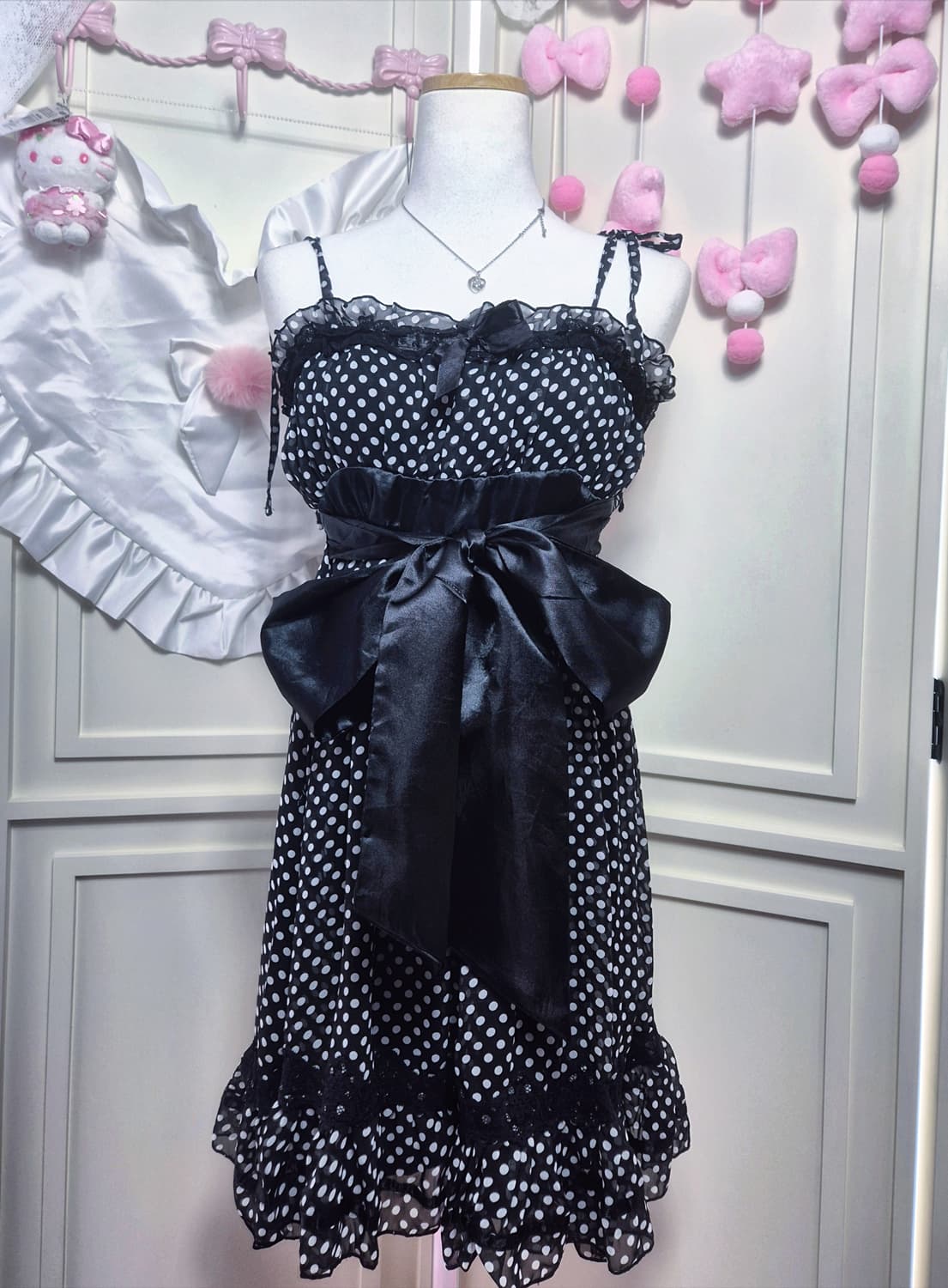 Tralala 트랄라라 오네갸루 히메갸루 도트 빅리본 원피스 상품이미지1