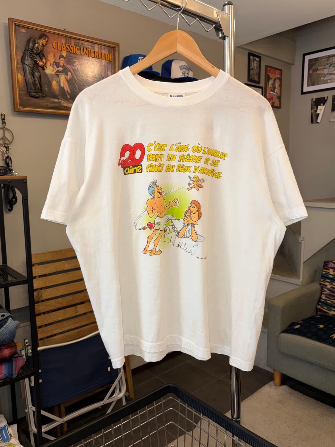 90‘s France Erotic cartoon humor print T 상품이미지4