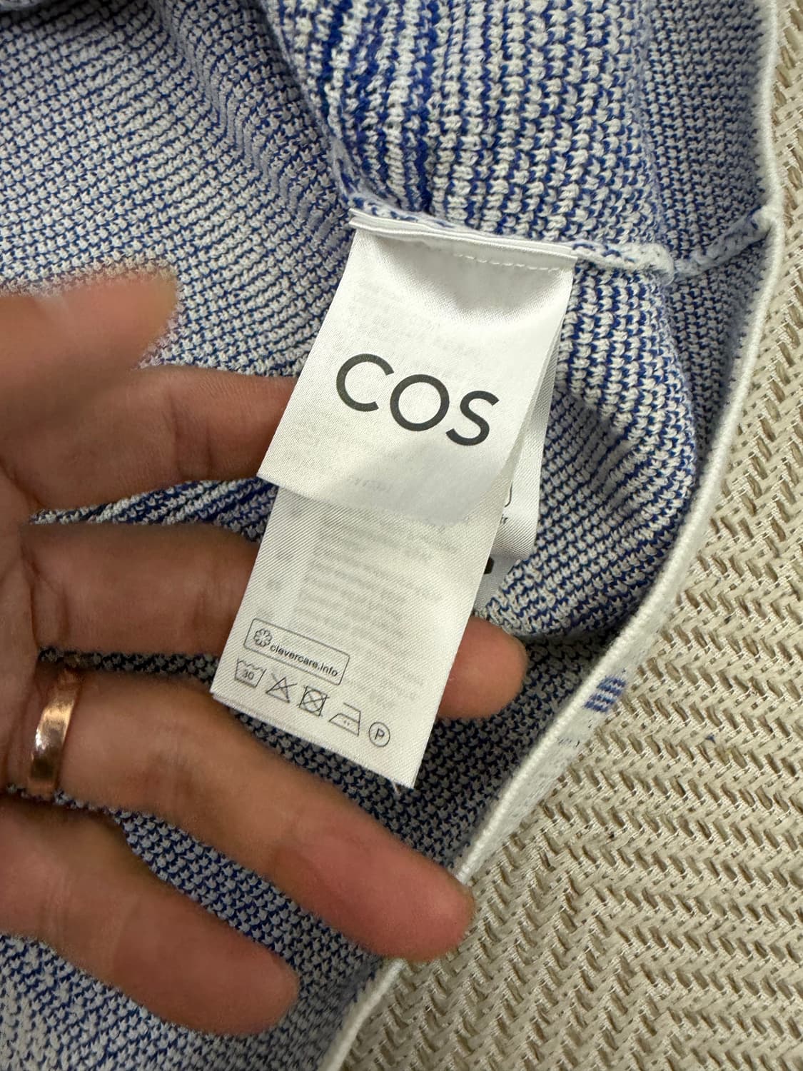 정품) COS 코스 오버사이즈 남성 블루 체크 반팔 가디건 L 상품이미지6