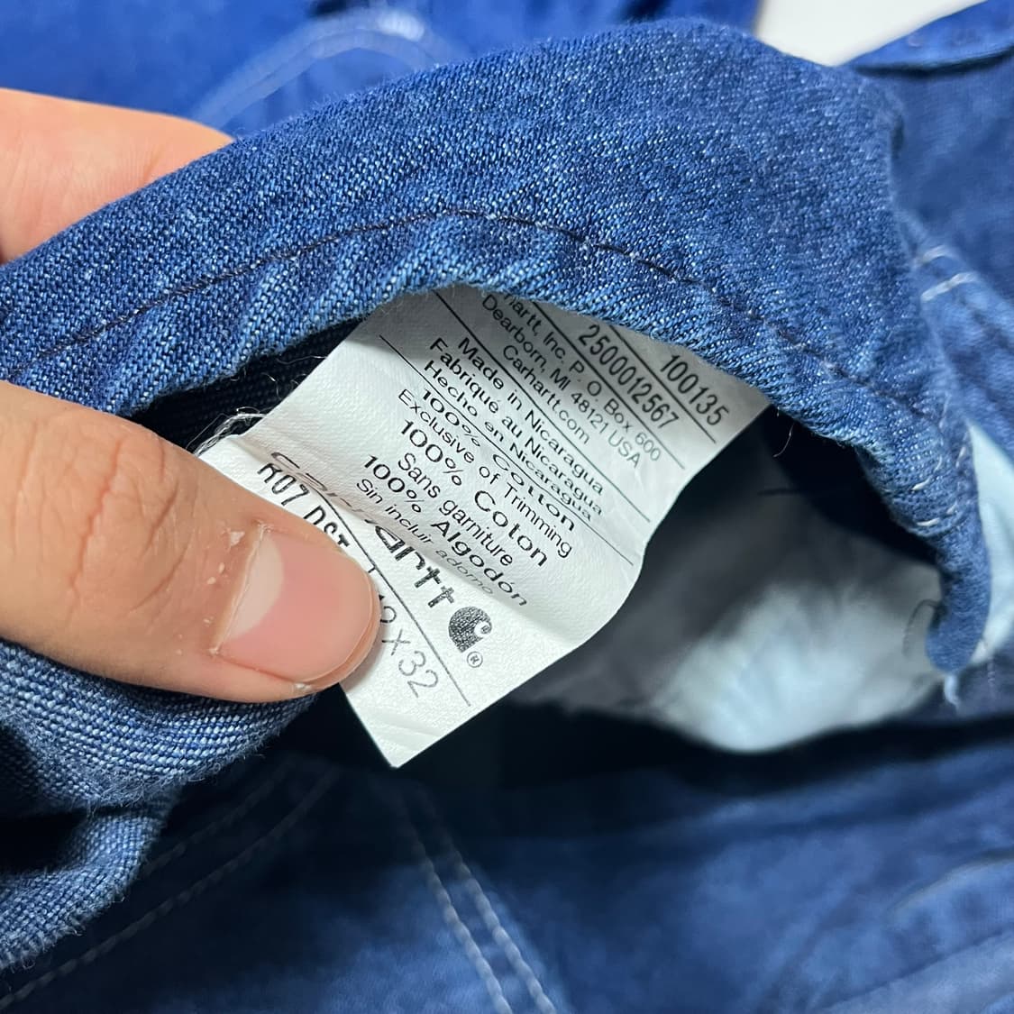 42 X 32칼하트 데님 오버롤 팬츠 상품이미지5