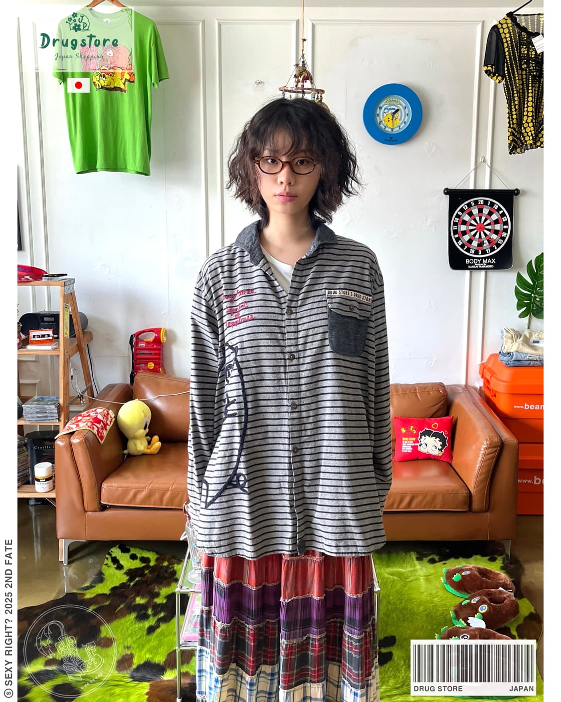 DRUG STORE Japan Over-Sized Stripe Shirt 상품이미지1