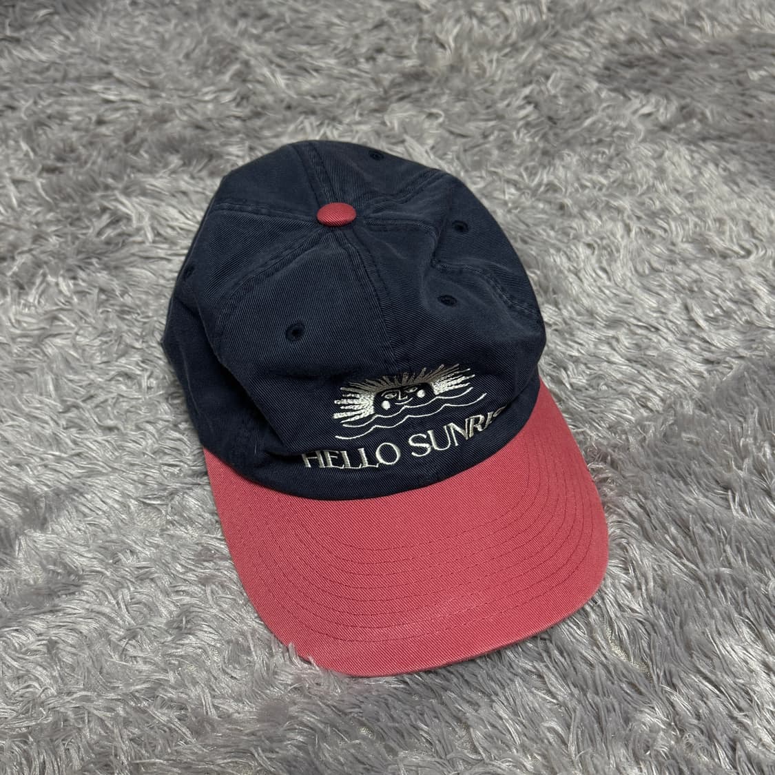 [F] 헬로선라이즈 투톤 워시드 오지 로고 캡 빈티지 네이비/핑크 상품이미지1