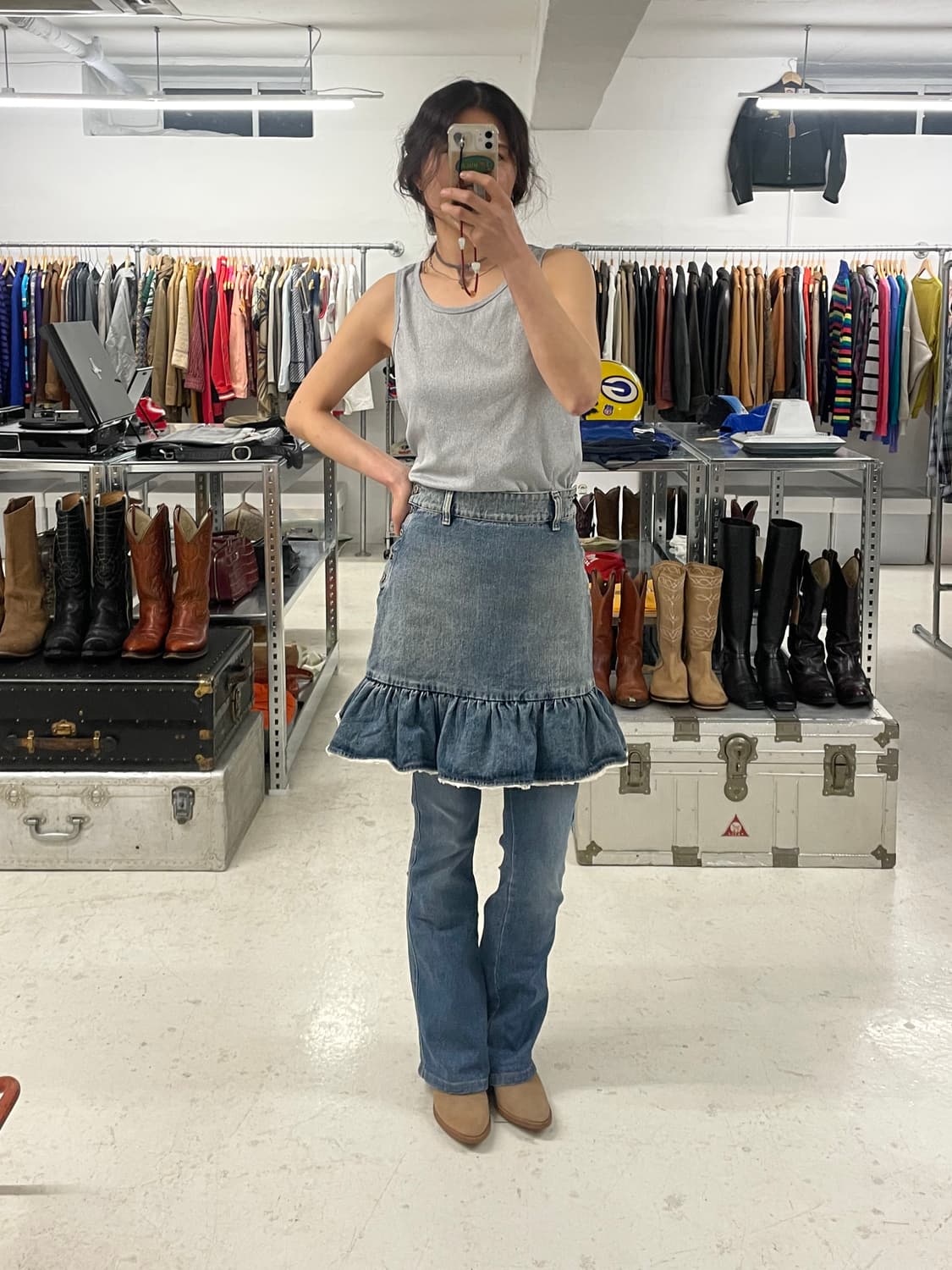 VTG lace-up denim boots cut 레이스업 부츠컷 데님 상품이미지3