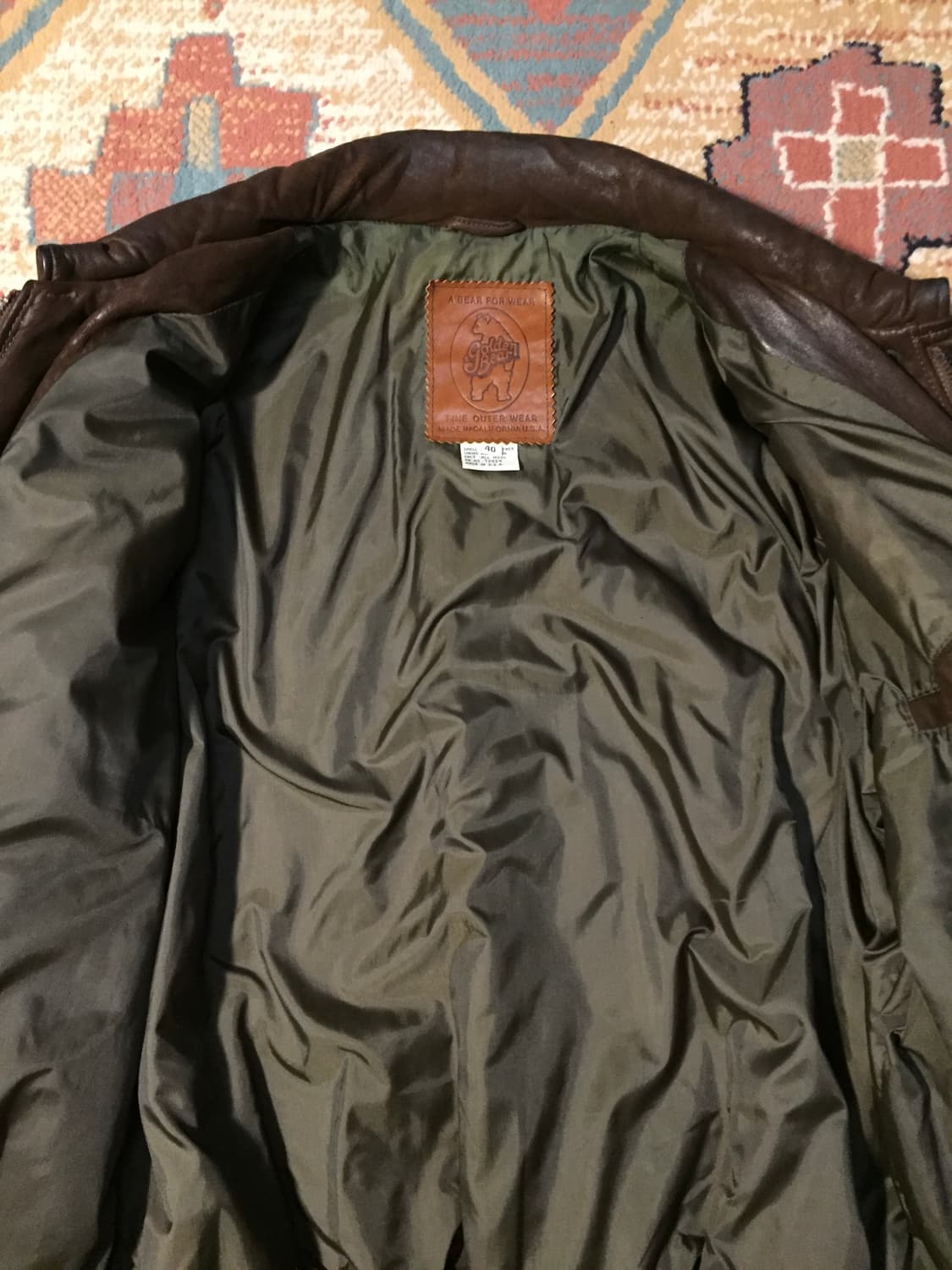 90‘s 골든베어 고트스킨 a-2 레더자켓 상품이미지5