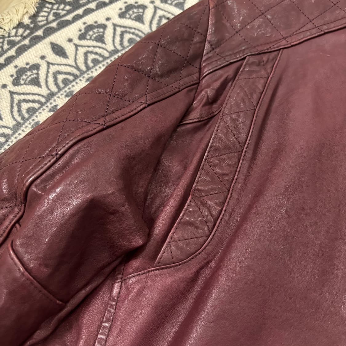 슬림 크로스 베지터블 램스킨 자켓 버건디 상품이미지9