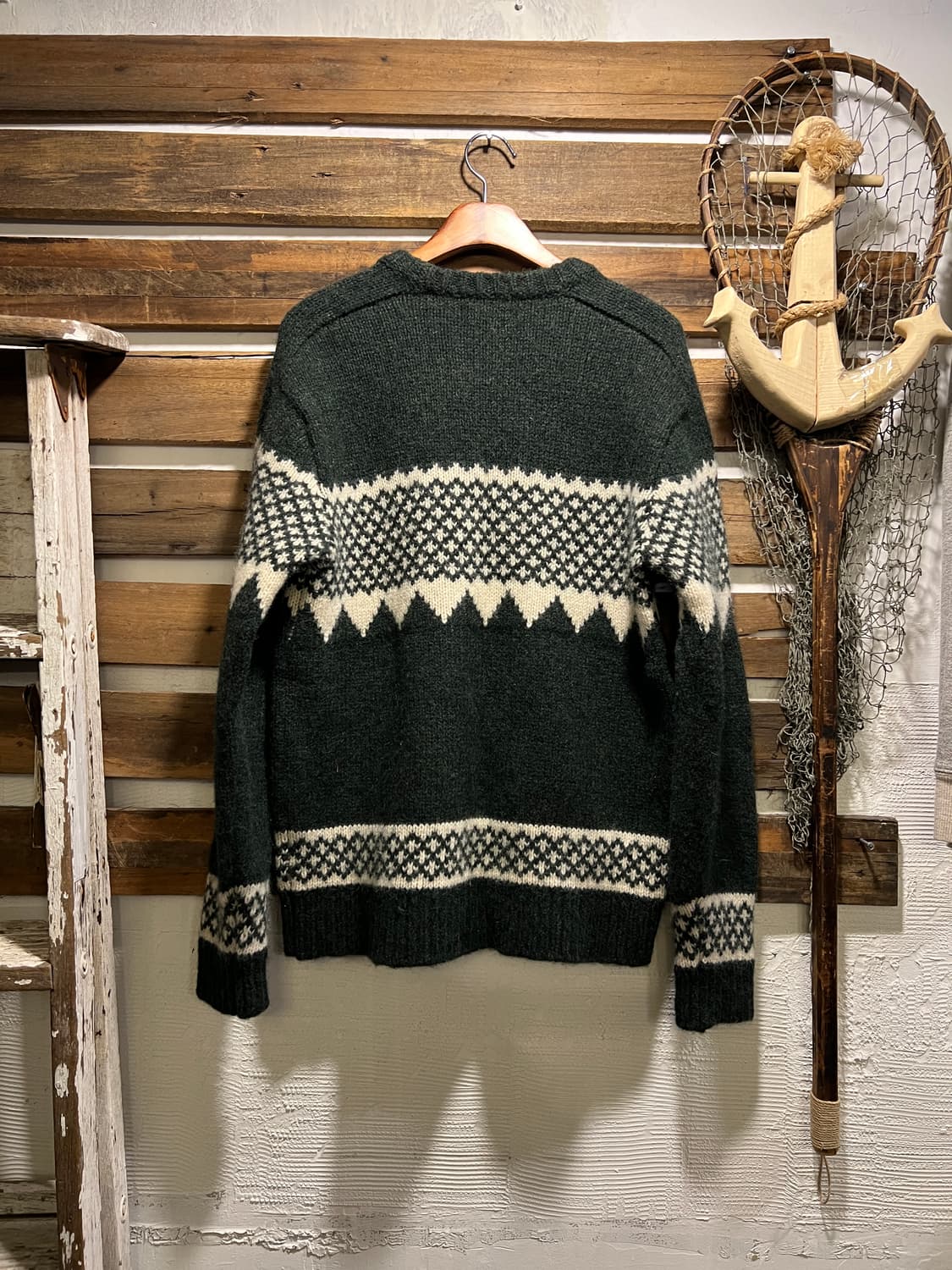 [L]BEAMS 빔즈 플러스 그린 버드아이 패턴 울 니트 상품이미지7